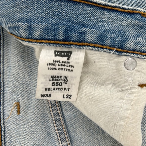 Levis 550 Jeans Men 38x32 Relaxed Fit Light Wash Denim 100% Cotton Vintage 90's - Picture 14 of 15